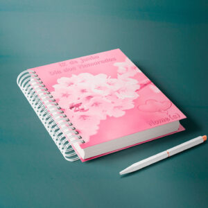 caderno personalizado A5 - dia dos namorados - flor rosa 02