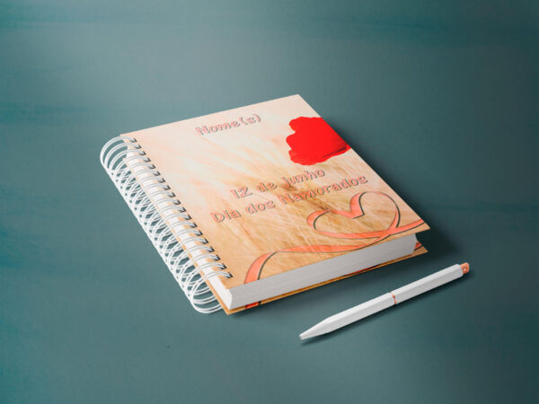 caderno personalizado A5 - dia dos namorados - flor vermelha